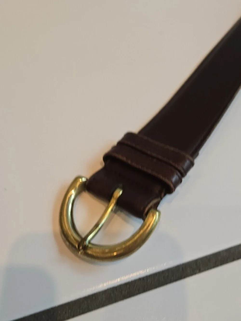 Coach Dark Brown Leather Belt with Brass Buckle